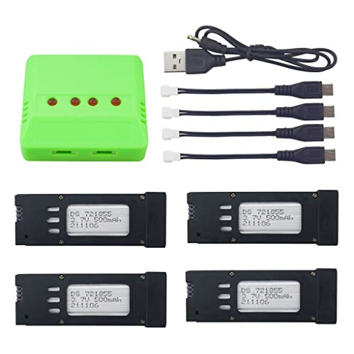 Sea Jump 4pcs 3.7v 500mah Lithium Battery + 4in1 Charger For