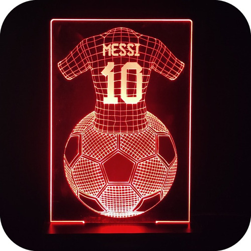 Lámpara Led 3d Camiseta Messi Más Pelota 16 Colores 220v
