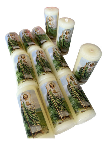 12 Mini Cirios Chico San Judas Recuerdos Religioso