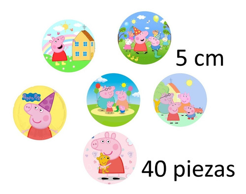 40 Topper Para Cupcakes O Galleta Oblea Comestible Peppa Pig