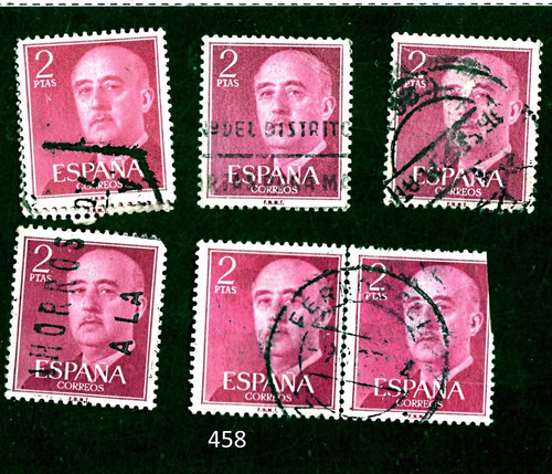 6 Postales España Francisco Franco 2 Pesetas T 458