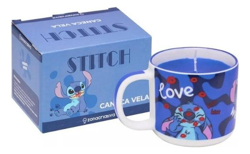 Caneca Vela Disney Stitch Licenciada Cor Azul