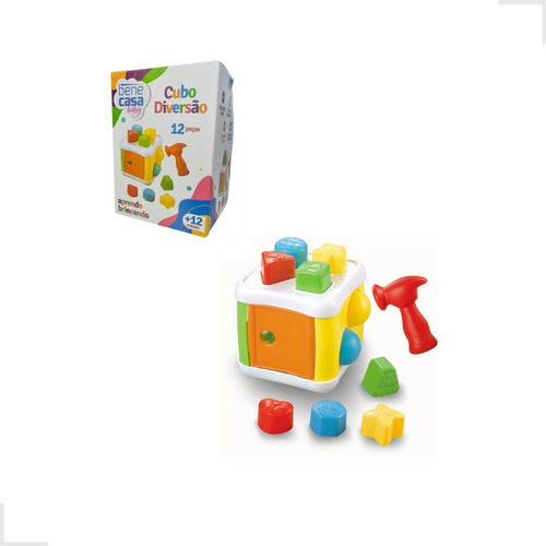 Brinquedo Cubo Encaixar Elementos Formas Didático Educativo Cor Colorido