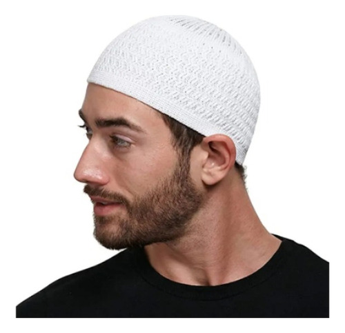 100% Algodón Calavera Cap Chemo Kufi Bajo Blanco