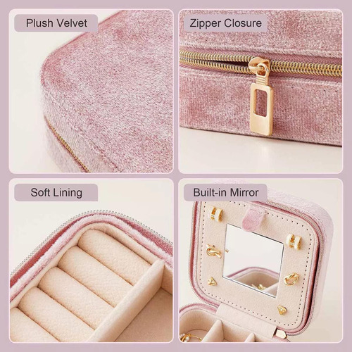 Mini Joyero Con Espejo De Viaje Portátil, Joyero