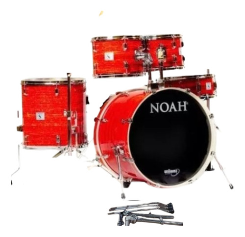 Bateria Acústica Noah Vermelha Bumbo 22 Sc5 Shell Pack C/ Cor Vermelho