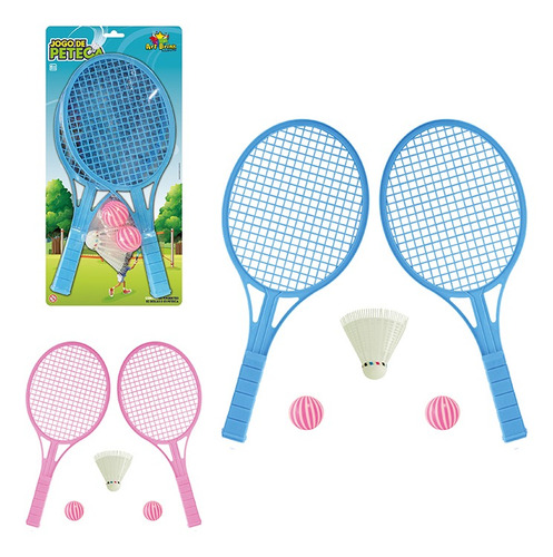 Jogo De Peteca Badminton Kit Com 2 Raquetes 2 Bola Infantil