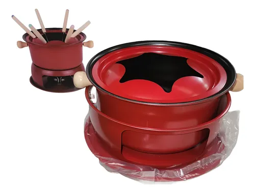 Fondue Teflón Color Rojo Base Quemador 570069 Bazarnet