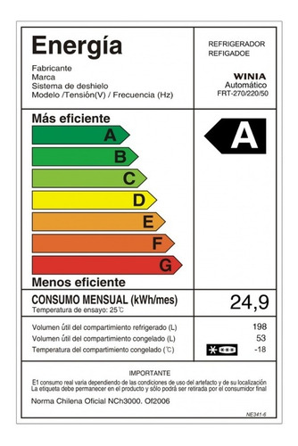 Refrigerador Winia 251 Litros No Frost Frt 270 Automático