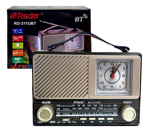 Radio Retro Vintage Radio Portatil A Pilas Recargable Radio 