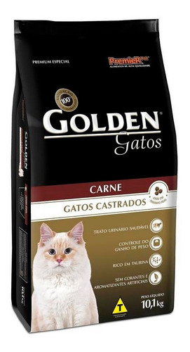Ração Golden Gatos Adultos Castrados Carne 10kg