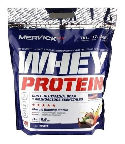 Whey Protein 3 Kg Proteína Concentrada Con Glutamina Mervick