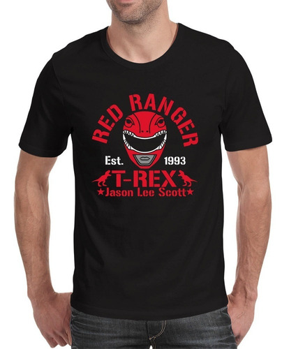 Playera Hombre Power Rangers Dino Charge Rojo Dino T Rex