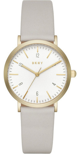 Reloj Dkny Minetta Ny2507 Dorado/gris Piel Dama Original Color de la correa Gris claro Color del bisel Dorado Color del fondo Blanco