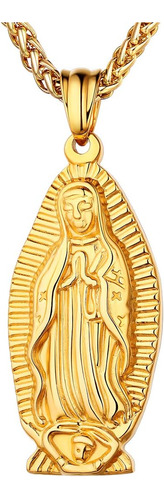 U7 Collar De La Virgen María Chapado En Oro De 18 Quilates