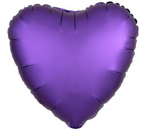 Globo Corazón Metalizado Morado Púrpura Cromado Satinado