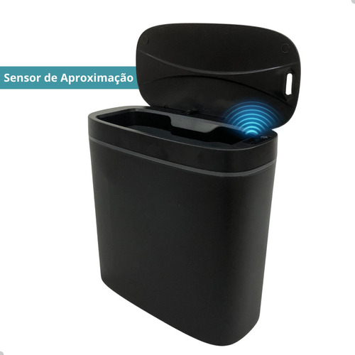 Lixeira Banheiro Preta Inteligente Moderna Automatica Sensor