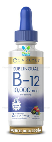 Carlyle Vitamina B12 Sublingual 10,000 Mcg 2 Onzas Líquidas