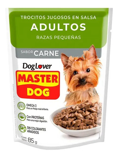 Alimento Master Dog Alimento Húmedo Sachet Master Dog  Para Perro Adulto De Raza Pequeña Sabor Carne En Sobre De 100g