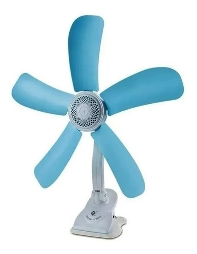 Ventilador Con Pinza Cultivo Indoor 220v 5 Aspas Superfan Color de la estructura Blanco Color de las aspas Celeste Diámetro 33 cm Material de las aspas Plástico