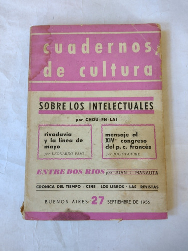 Cuadernos De Cultura N°27 - Septiembre De 1956