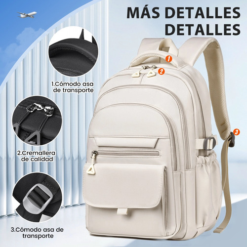 Mochila Escolar, Deportiva, Gym y Viaje Backpack Unisex gran capacidad 30L para Laptop 15.6in Oxford Impermeable Multiuso Unisex Mochila con Bolsillo Antirrobo y 11 Compartimentos Color blanco