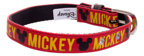 Collar Ajustable Perro Mediano Grande Mickey Mouse Color Rojo/Negro