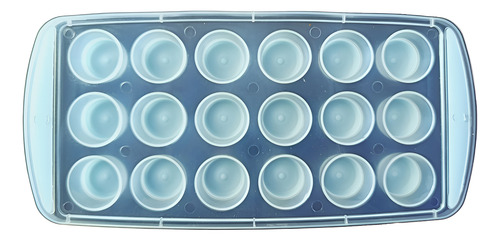 Cubetera Silicona Plástico 18 Hielos Redondos Freezer Cocina Celeste