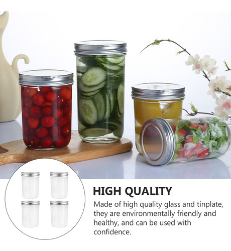 Jarrón De Cristal Para Mermelada Mason Jars, 4 Unidades