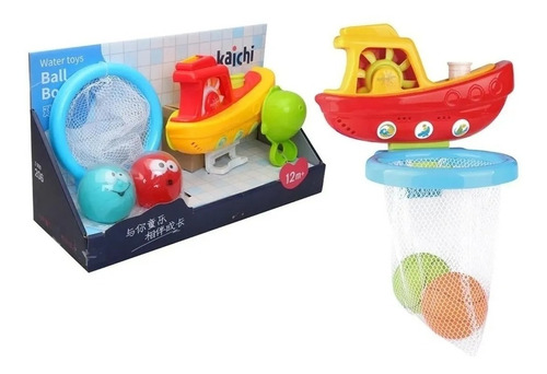 Juego Para La Bañera Barco Con Red Y Pelotas Agua Kaichi