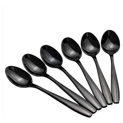 Wekioger 12 Piezas Cucharillas Negras, Cucharas Pequeñas De