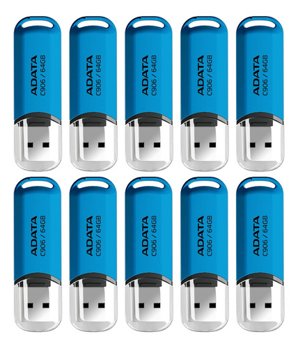 Kit 10 Memoria Usb 64gb Clasica Azul Mayoreo