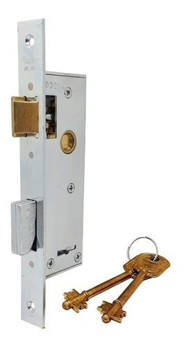 Imagen 1 de 3 de Cerradura para puerta batiente Candex 121 color plateado acabado niquelado/zincado con pestillo entero
