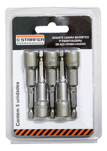 Soquete Canhao Magn.starfer C 3/8  - Kit C/5 Unidades