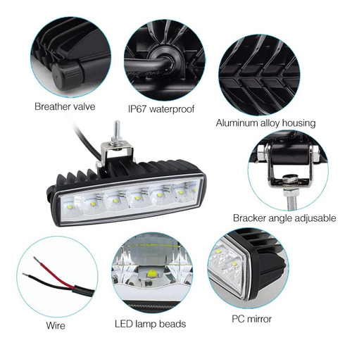 Barra De Luces De Conducción Led Rojas, 2 Unidades, 8547965