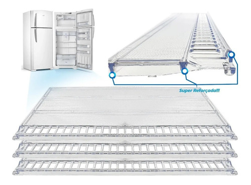 Conjunto 3 Prateleira Acrilica Refrigerador Continental