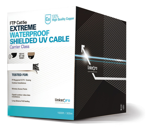 Bobina De Cable De 305 M, Cat5e, Para Intemperie, Sin Blinda