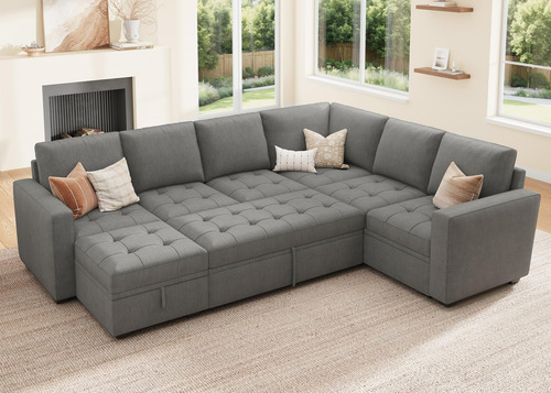 Honbay Sofá Modular Modular Con Cama Extraíble Sofá Cama