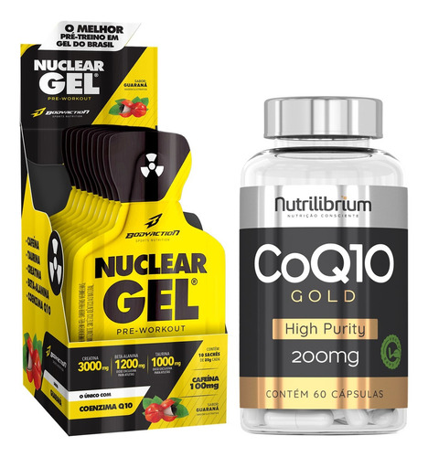 Pré Treino Em Gel Nuclear Rush + Coenzima Q10 60 Cápsulas Sabor Guaraná com Açaí