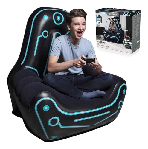Sillón Sofá Puff Inflable Gamer Bestway Colchón Color Negro