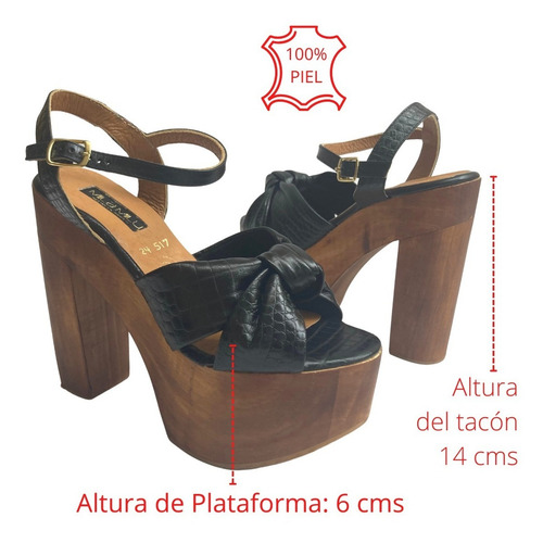 Imagen 6 de 10 de Zapatilla Dama Felipe Rentería Plataforma Madera 100% Piel