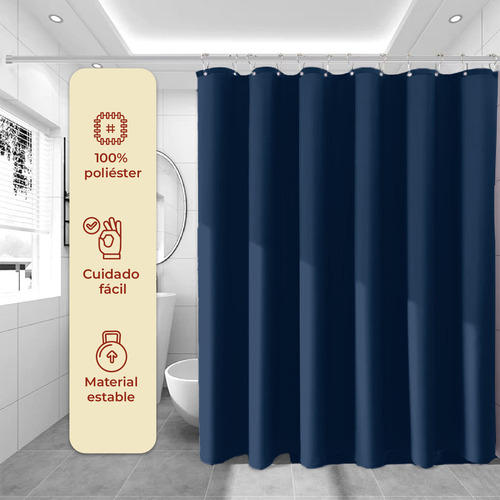 Cortina De Chuveiro De Poliéster 180x180 Cm Ganchos De Aço