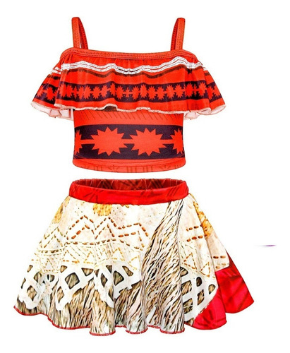 Disfraz Moana Ropa De Niña Cosplay Fiesta Traje + Accesorios