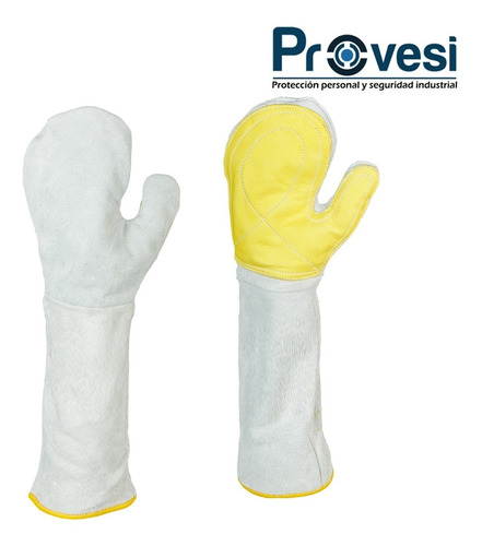 Guantes De Carnaza Panadero Reforzado Vaqueta Largo 20 Cm