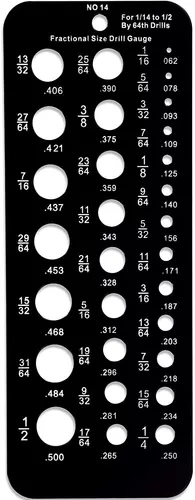 Medidor de broca 1/16 a 1/2 pulgadas uso de 29 orificios para una medición precisa equivalente 