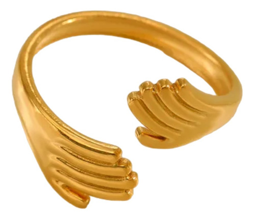 Anillo Con Base De Acero Inoxidable Chapado En Oro De 18k 