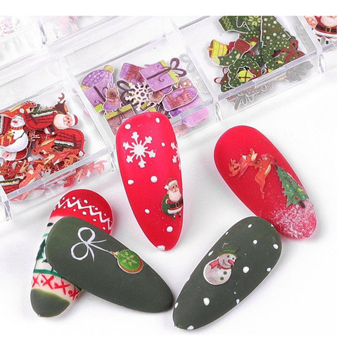 ! Pegatinas De Uñas De Navidad, 1 Caja 12 Rejillas Muñeco De
