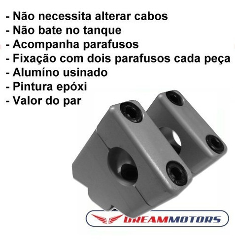 Imagem 2 de 6 de Riser 45º Adaptador Guidão V-strom Gsx Bandit 650 1250 Prata
