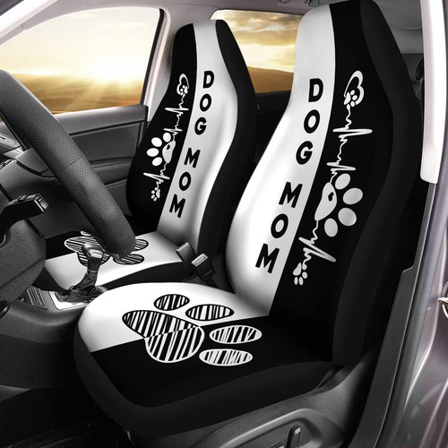 Bulopur Funda Asiento Coche Diseño Perro Blanco Negro 2 Set