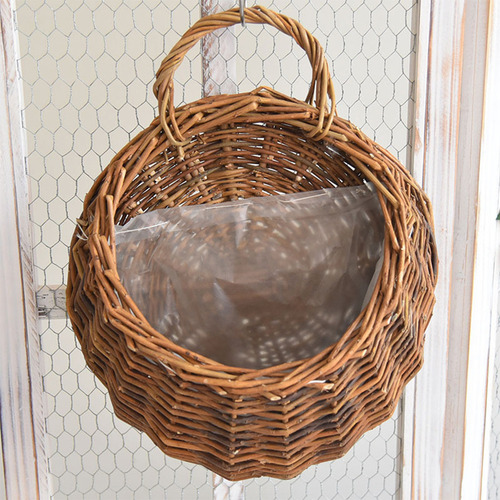 (m-p) Cesta Tejida De Mimbre Natural Para Colgar En La Pared